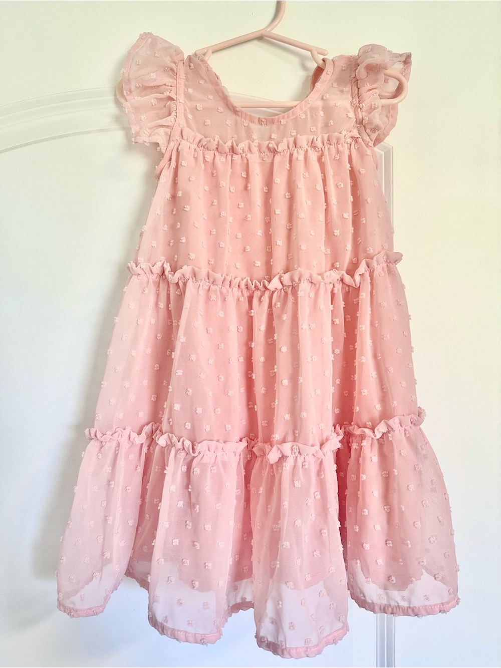 Pink Ruffle Tiered Girls' Dress